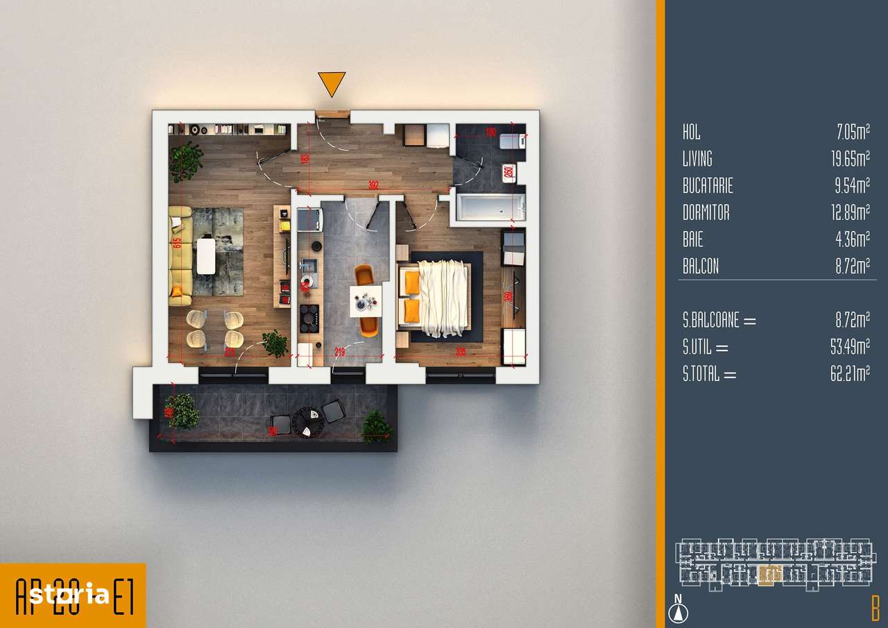 Apartament 2 camere decomandat,Cel mai mic pret, Rezidential Pallady - Imagine principală: 3/4