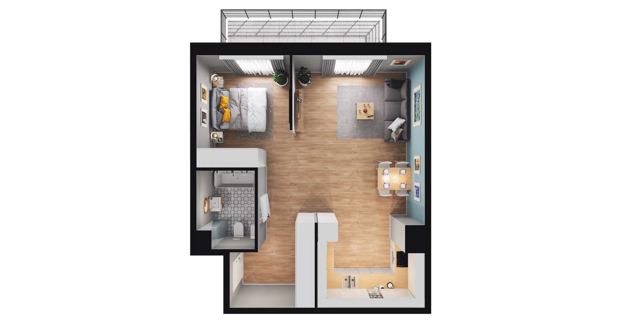 1-pokojowe mieszkanie 49m2 + balkon - Pełny obrazek: 2/8