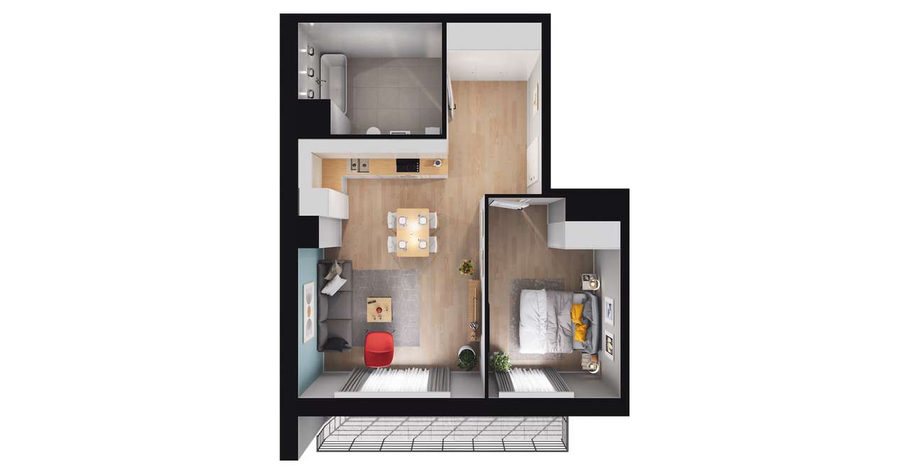 2-pokojowe mieszkanie 51m2 + taras Bez Prowizji - Pełny obrazek: 2/8