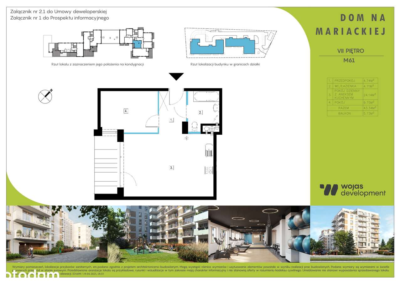 Dom na Mariackiej | mieszkanie M61 - Pełny obrazek: 3/8
