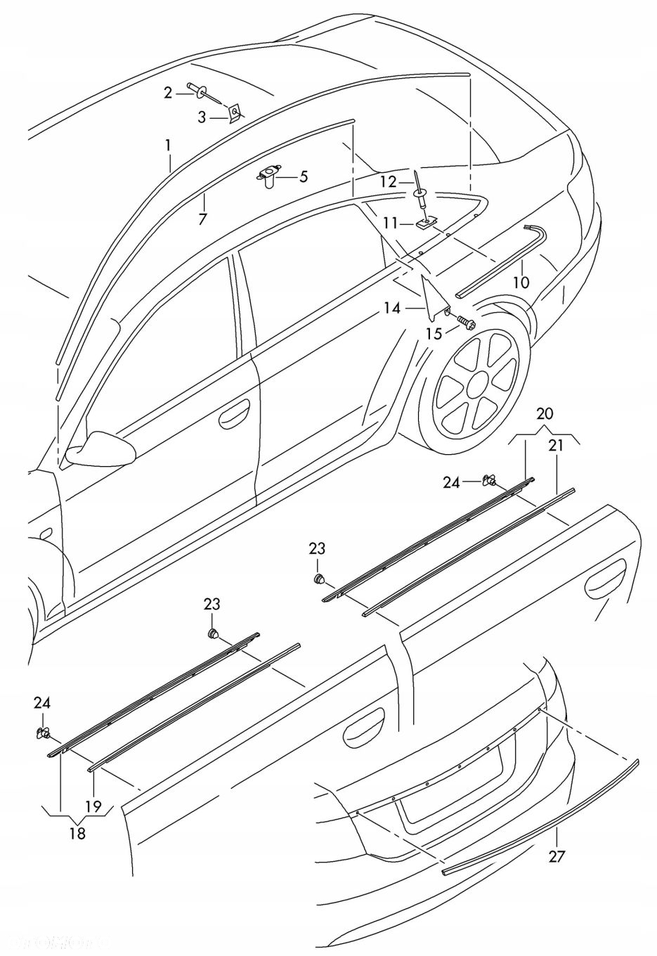 NAROŻNIK DRZWI LEWY TYŁ 4F0853273A Y9B AUDI RS6 C6 - 3