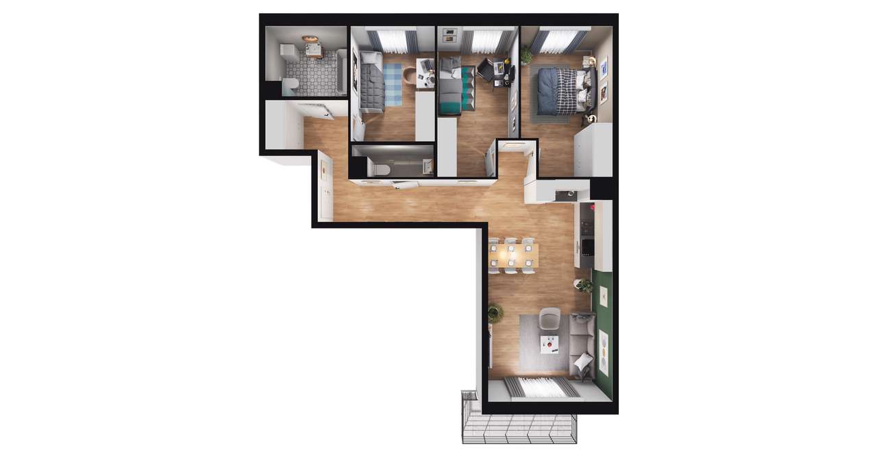 4-pokojowe mieszkanie 80m2 + balkon Bezpośrednio - Pełny obrazek: 2/8