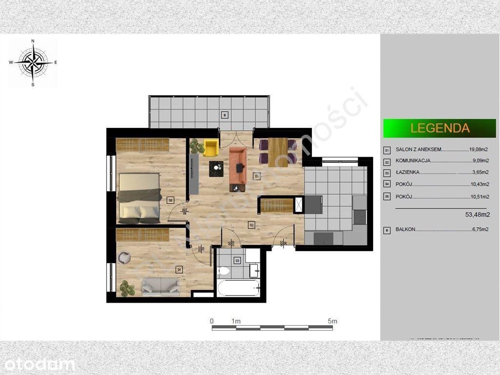 Mieszkanie, 53,43 m², Otwock
