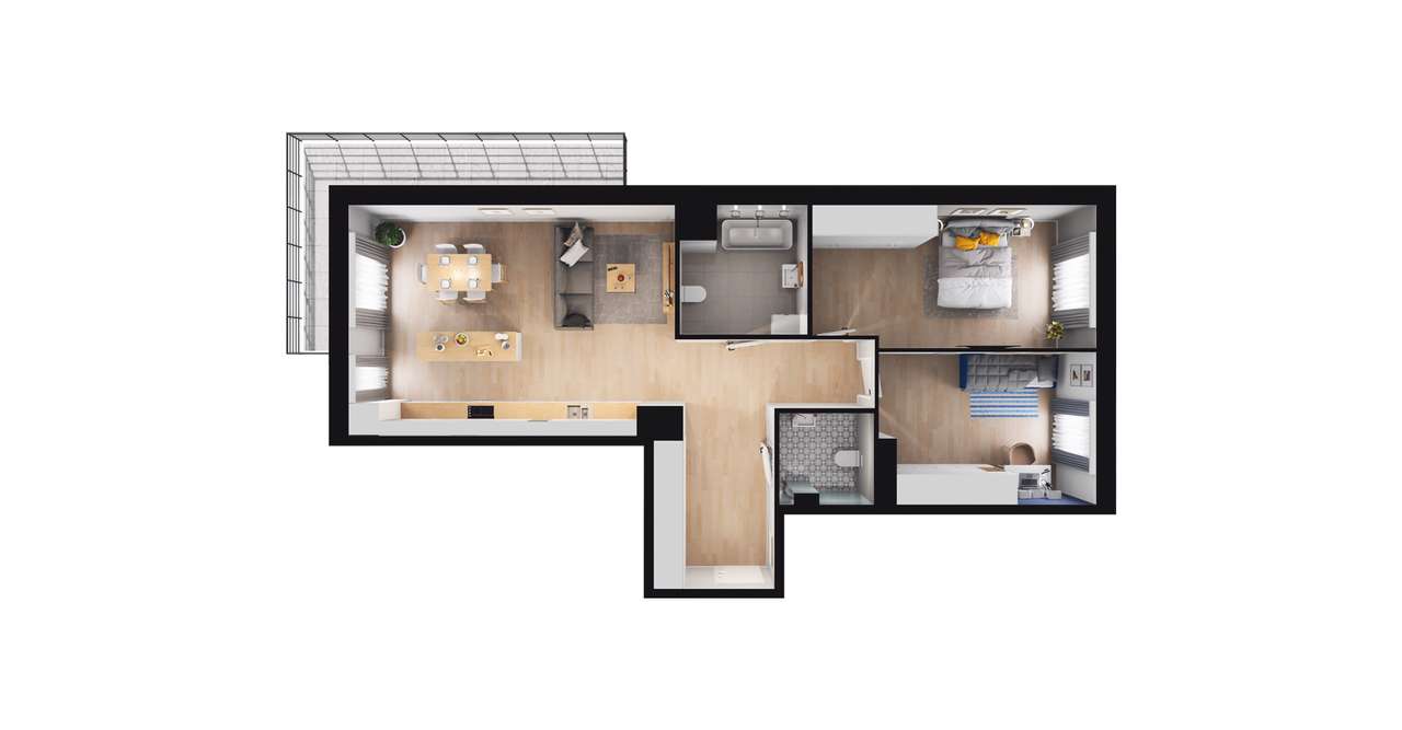 3-pokojowe mieszkanie 78m2 + balkon Bezpośrednio - Pełny obrazek: 2/8