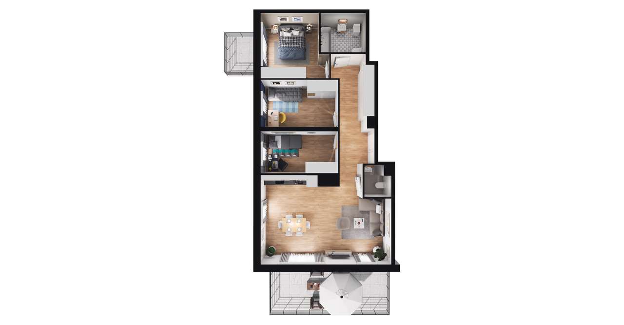 4-pokojowe mieszkanie 79m2 + balkon Bezpośrednio - Pełny obrazek: 2/8