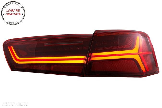 Stopuri Full LED Audi A6 4G C7 (2011-2014) Red Clear Facelift Design Semnalizare S- livrare gratuita - 2