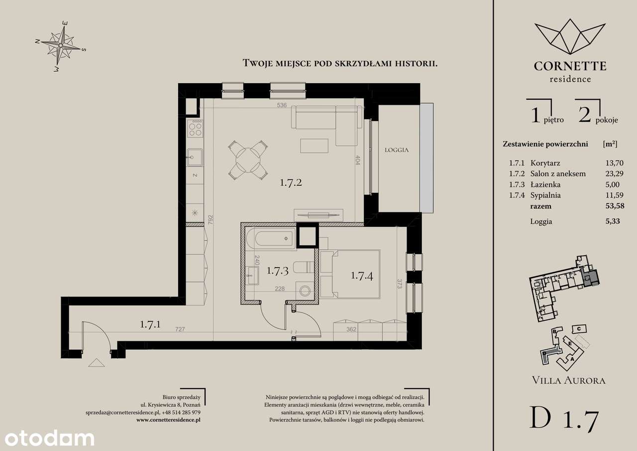 2-pokojowe mieszkanie 53m2 + loggia Bezpośrednio - Pełny obrazek: 2/7