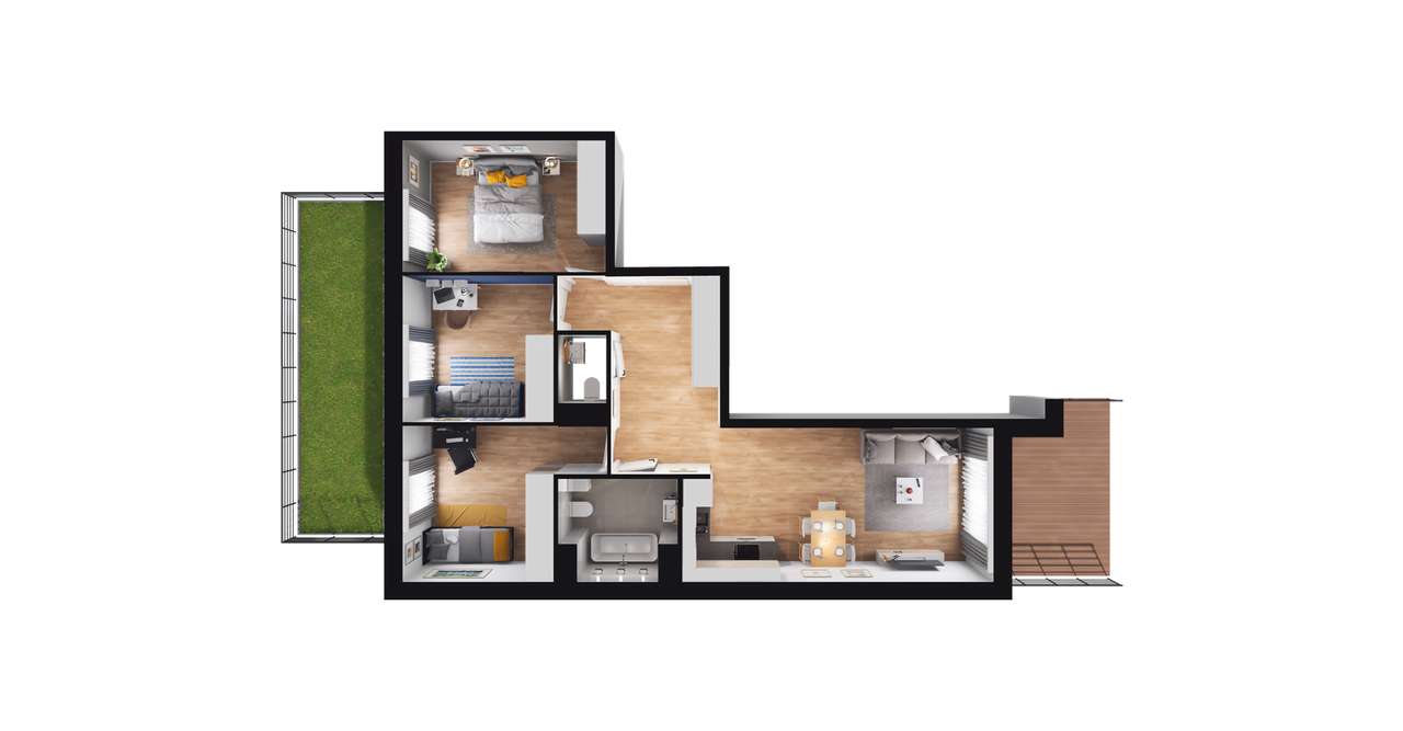 4-pokojowe mieszkanie 72m2 + ogródek Bez Prowizji - Pełny obrazek: 2/8