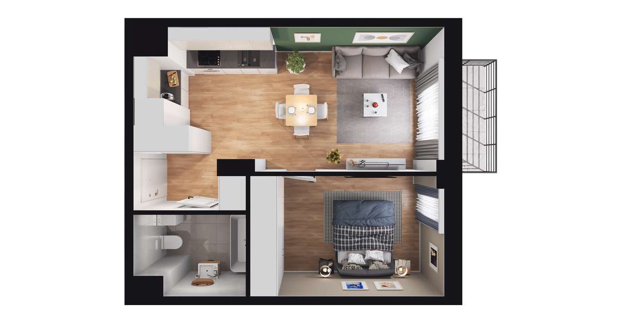 2-pokojowe mieszkanie 39m2 Bez Prowizji - Pełny obrazek: 2/8