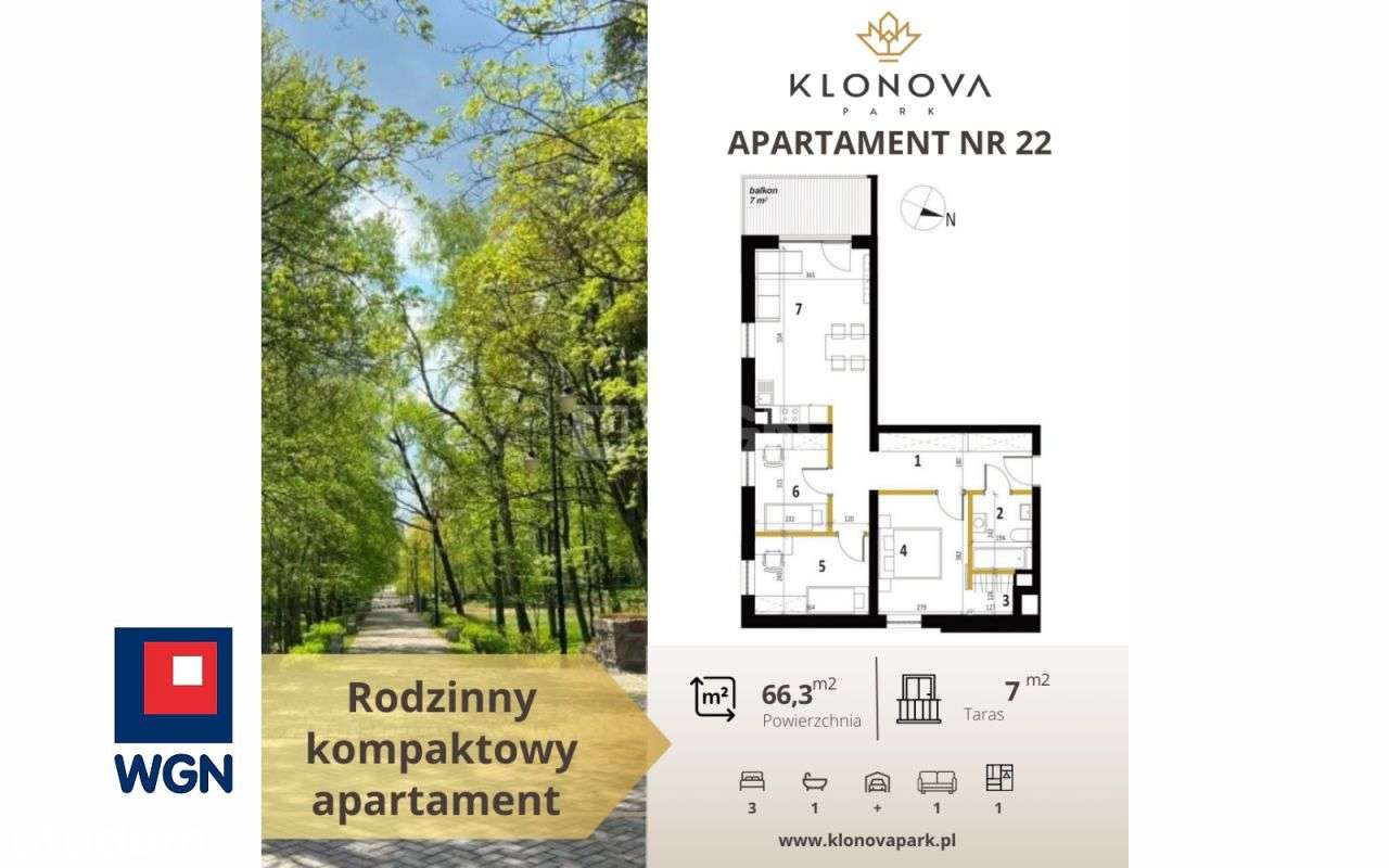 Apartamemt | Salon z aneksem + 3 sypialnie | 66,3m-2