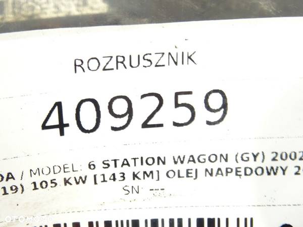 ROZRUSZNIK MAZDA 6 Station Wagon (GY) 2002 - 2008 2.0 DI (GY19) 105 kW [143 KM] olej napędowy 2005 - 3