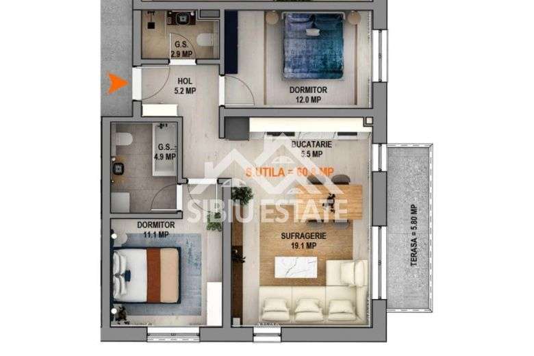 Apartament spatios si modern, 3 camere si balcon - Imagine principală: 4/8