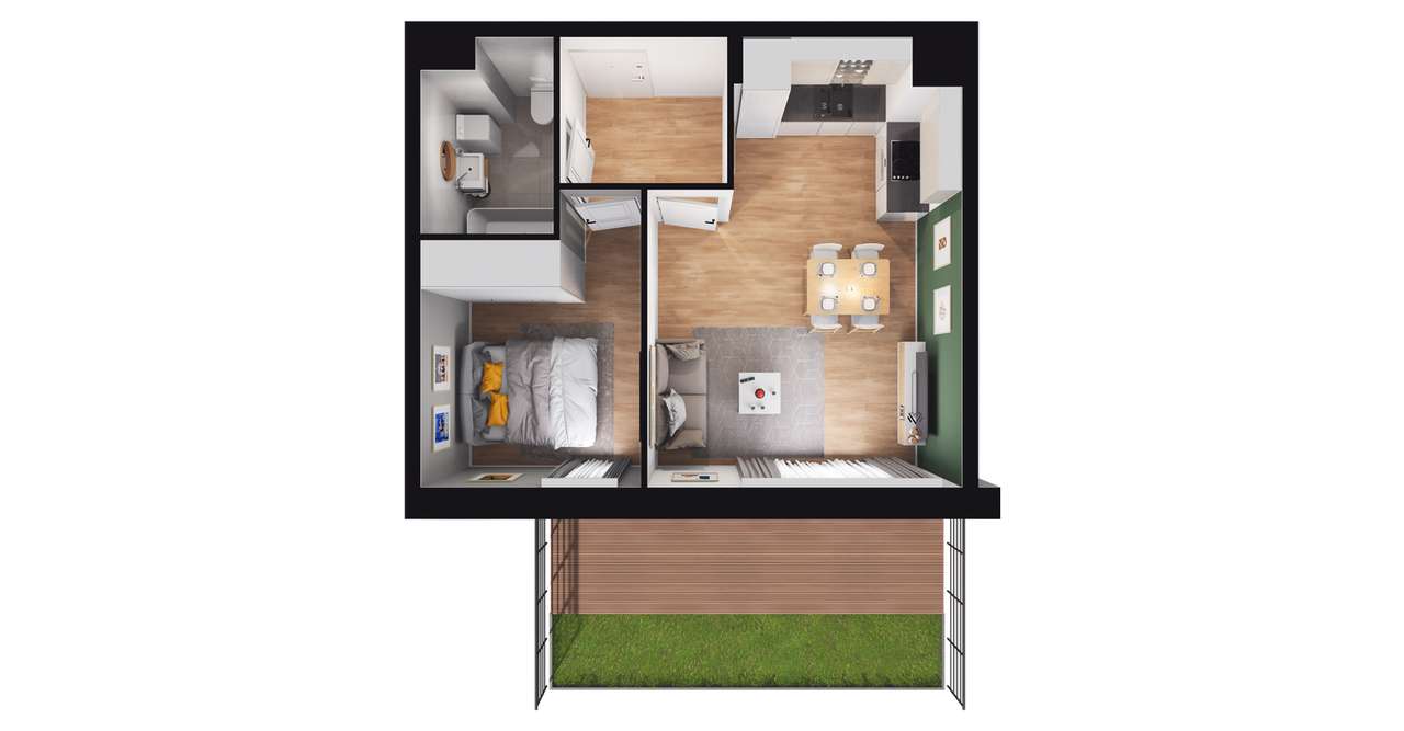 2-pokojowe mieszkanie 35m2 + ogródek Bez Prowizji - Pełny obrazek: 3/7