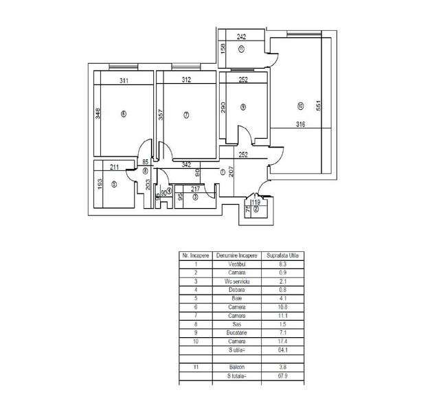 Ap. 3 camere 68 mp Rahova-Sebastian