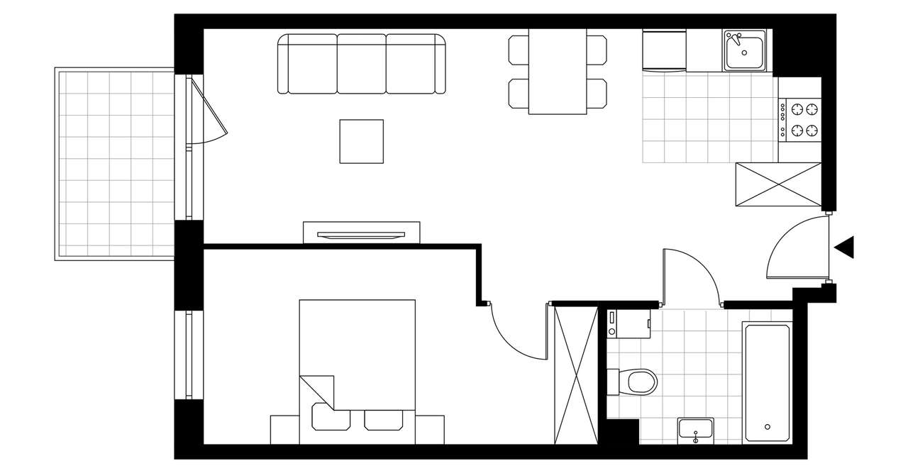 2-pokojowe mieszkanie 47m2 + balkon Bezpośrednio - Pełny obrazek: 3/8