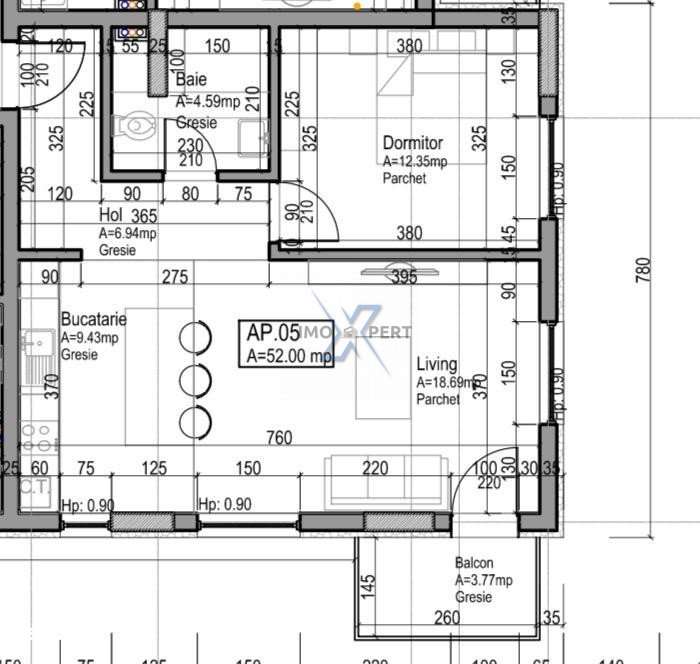 Apartament 2 camere, finisat, 52mp, Dambul Rotund - Imagine principală: 2/6