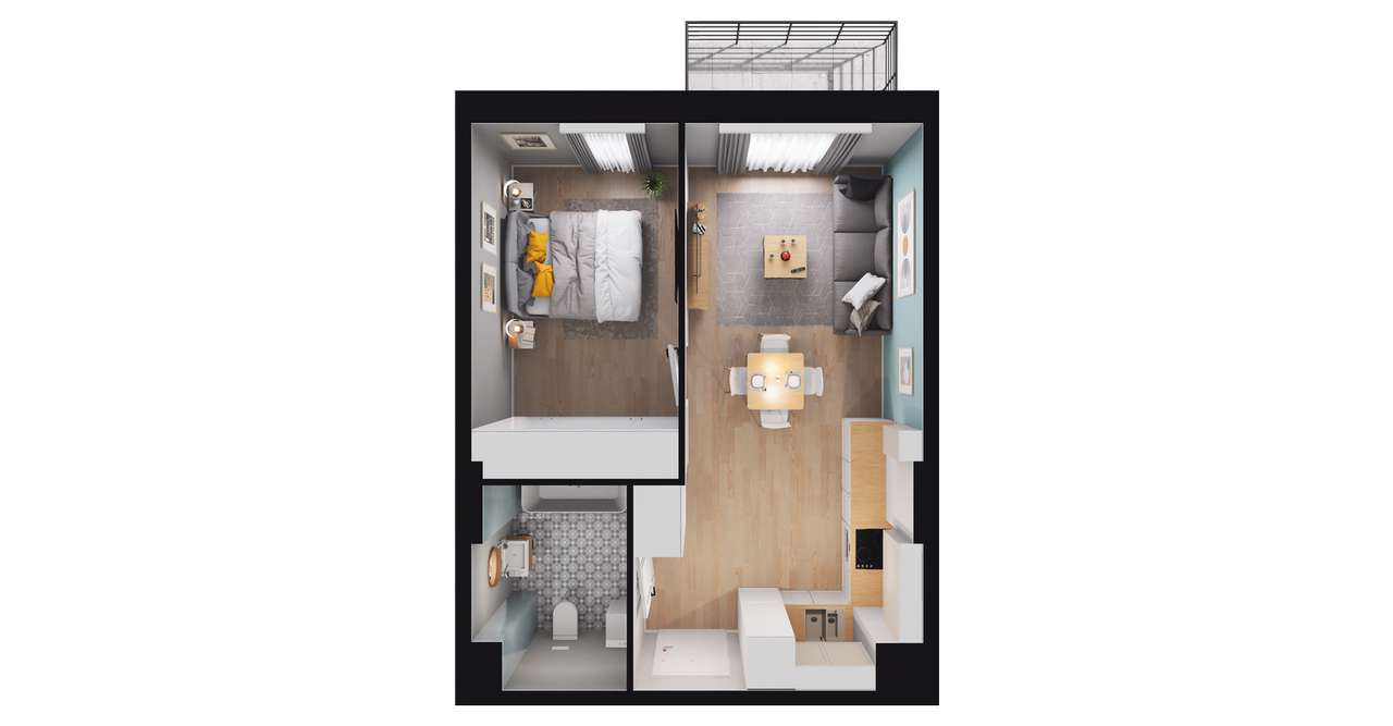 1-pokojowe mieszkanie 35m2 Bezpośrednio - Pełny obrazek: 2/8