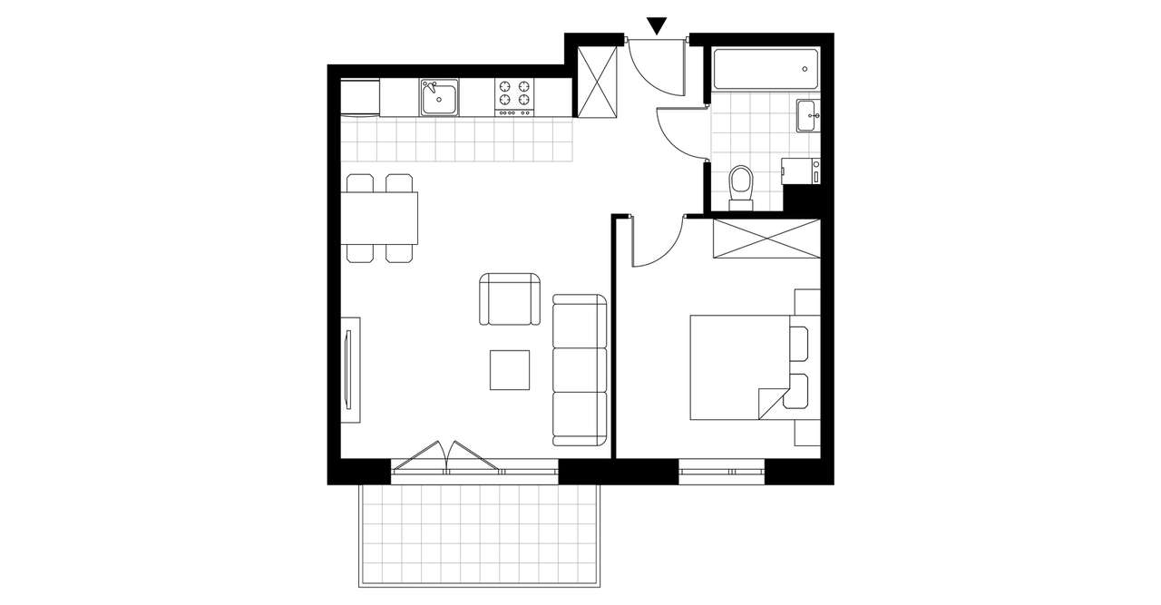 2-pokojowe mieszkanie 47m2 + balkon - Pełny obrazek: 3/8