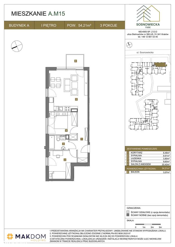 3-pokojowe mieszkanie 54m2 + balkon Bezpośrednio - Pełny obrazek: 2/7