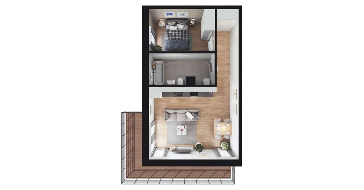 Mieszkanie L02 | 41,36 m² | 2 pok. | Ogródek 70 m² - Widok 2