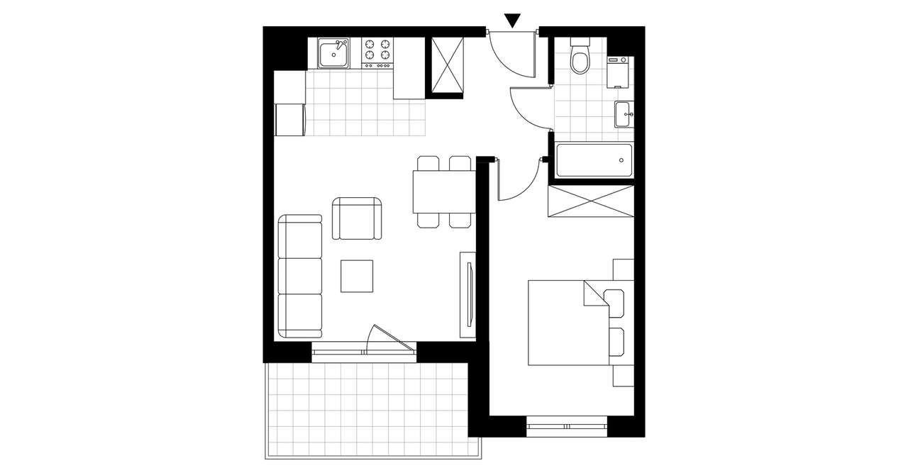 2-pokojowe mieszkanie 40m2 + balkon - Pełny obrazek: 3/8