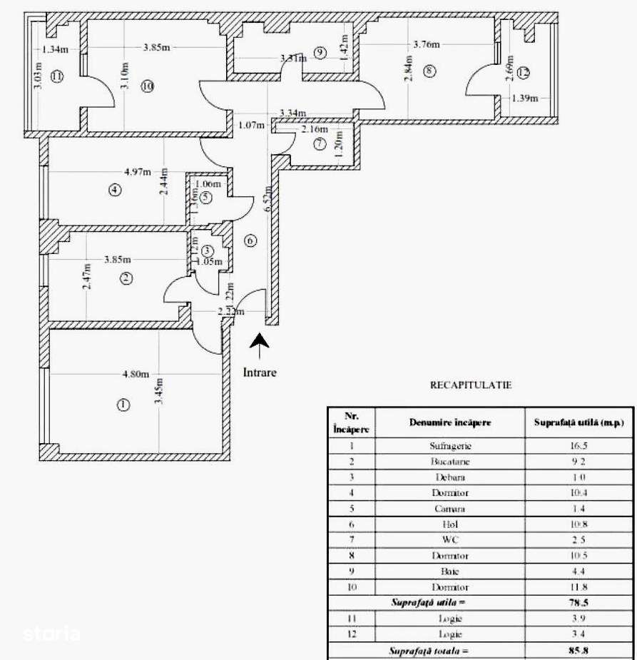 Apartament 4 camere, decomandat, 2 bai, etaj 2, centrala, PVC, Galata-6