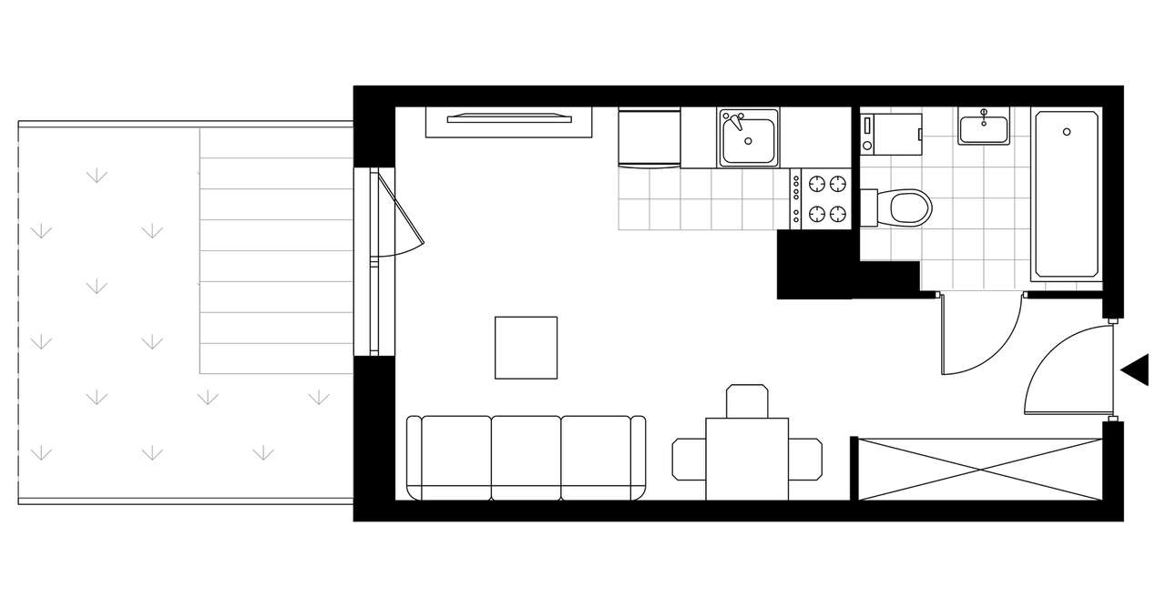 1-pokojowy apartament inwestycyjny 24m2 + ogródek - Pełny obrazek: 3/8