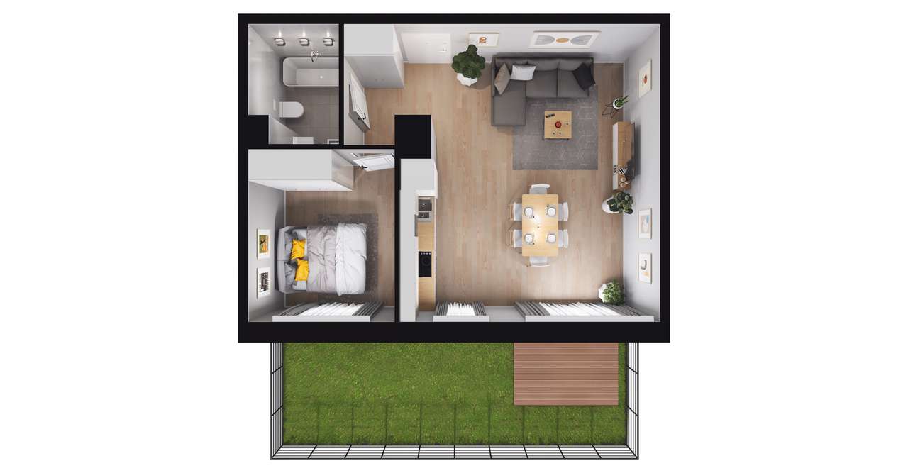 2-pokojowe mieszkanie 43m2 + ogródek Bezpośrednio - Pełny obrazek: 2/8