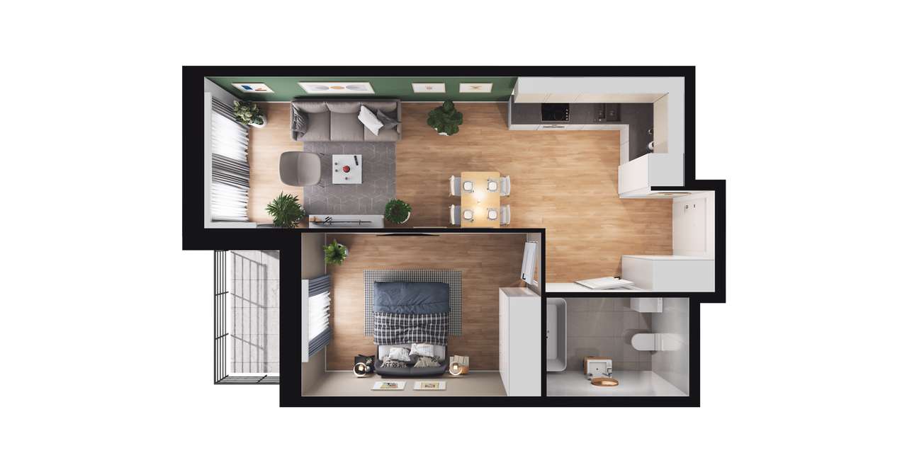 2-pokojowe mieszkanie 44m2 + loggia Bez Prowizji - Pełny obrazek: 3/9