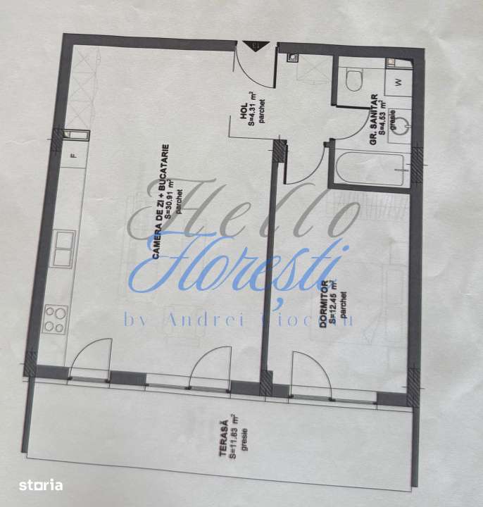 Apartament 2 camere 52.38 mp + terasa 11.26 mp  in zona Eroilor - Imagine principală: 2/3