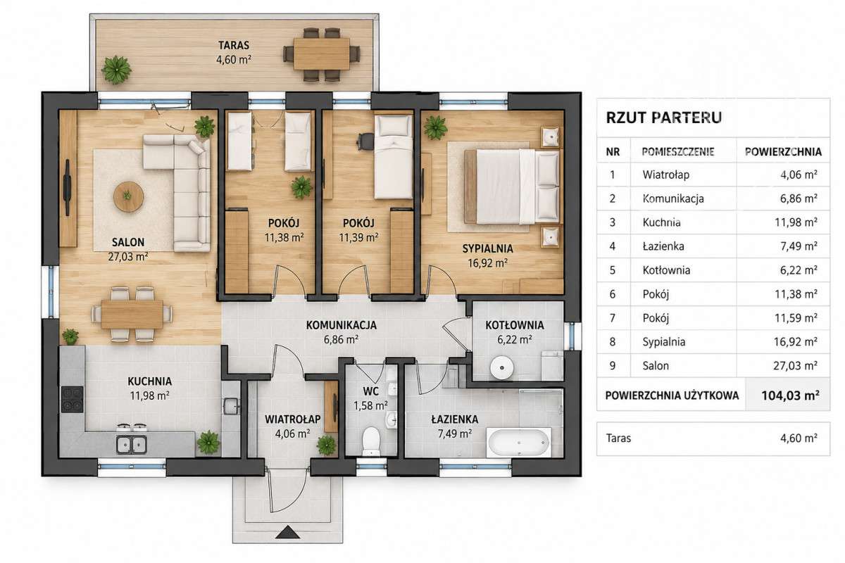 Dom na sprzedaż, 4 pokoje, 104 m², Wrociszów
