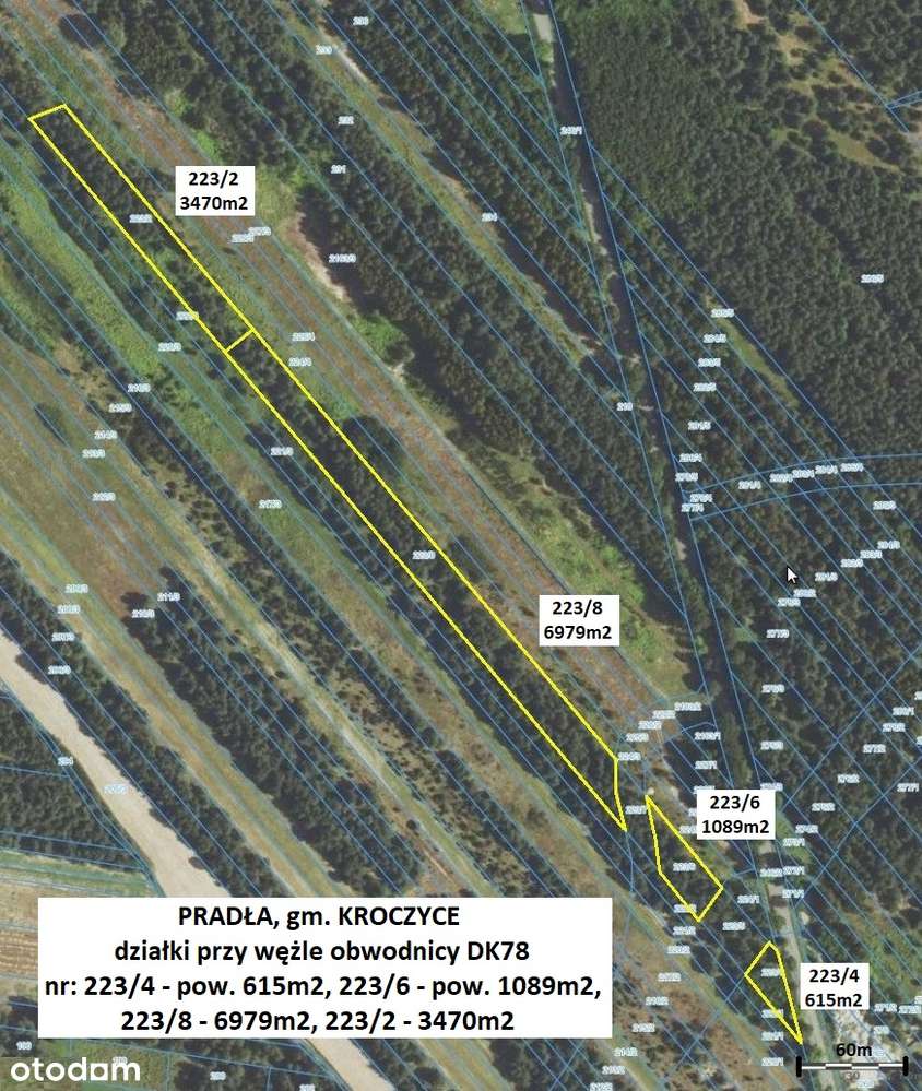 Działka drogowa 615m2 przy projektowanym wężle dr. krajowej DK78-6