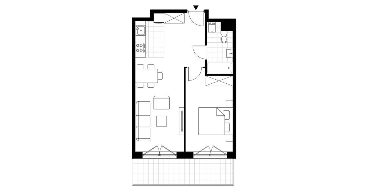 2-pokojowe mieszkanie 44m2 + balkon - Pełny obrazek: 3/8