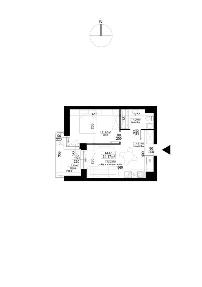 Kalaminta | mieszkanie 2-pok. | 45_ 4 - Pełny obrazek: 2/7