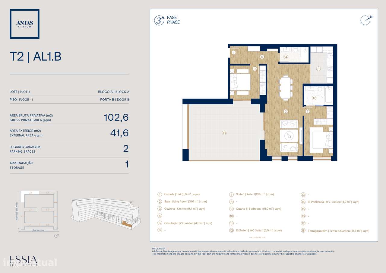 T2 Terraço 42m2 Antas | T2 2 lug Garagem Alameda Antas Atrium-15