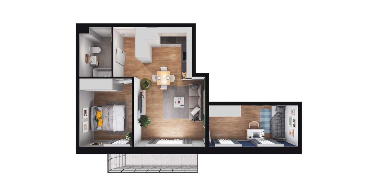 3-pokojowe mieszkanie 50m2 + balkon Bez Prowizji - Pełny obrazek: 3/8