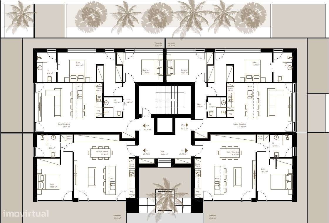 Apartamentos T2/T1 Novos   varandas ,terraços, garagens e arrecadações-5