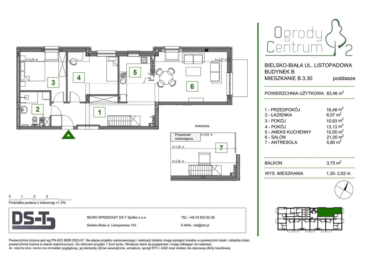 Ogrody centrum 2 | mieszkanie 3-pok. | B.3.30 - Pełny obrazek: 2/9