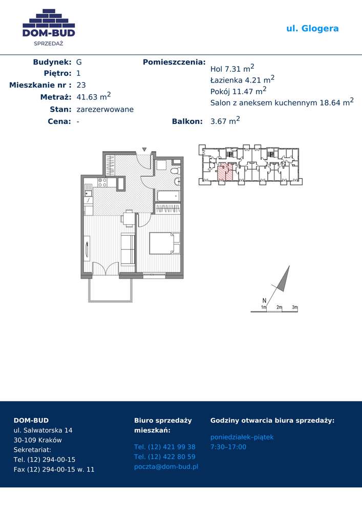 ul. Glogera | mieszkanie 2-pok. | G_23 - Pełny obrazek: 2/9