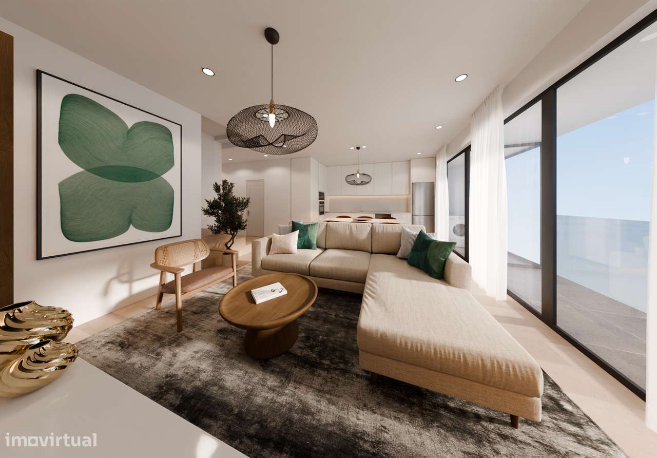 Apartamento T2 Com Varanda Garagem E Terraco