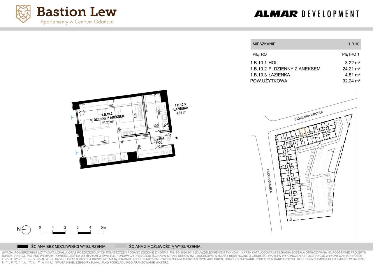 Bastion Lew  | mieszkanie 1-pok. | 1.B.10 - Pełny obrazek: 2/7