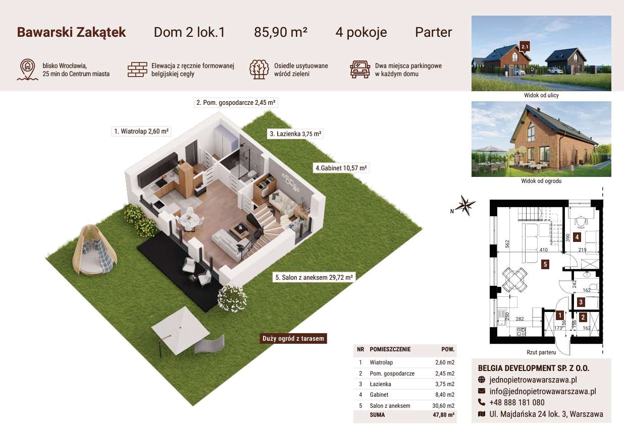 Wyjątkowy projekt bliźniaka w stylu Bawarskim – Długołęka - Pełny obrazek: 3/25