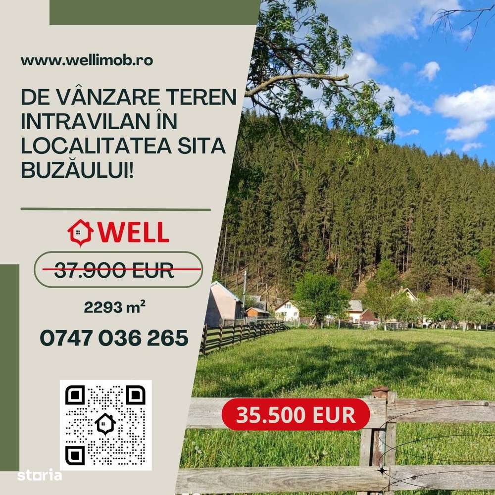 De vânzare teren intravilan în localitatea Sita Buzăului! - Imagine principală: 1/6