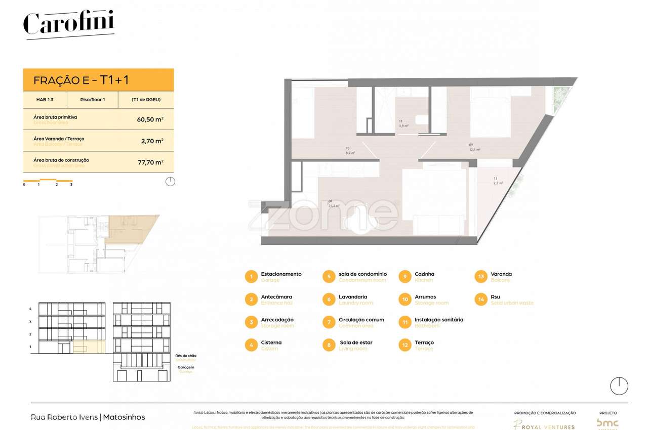 Carofini Apartamento T1+1 frente Matosinhos Sul (Fração E) - Grande imagem: 3/16