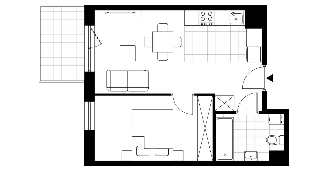 2-pokojowe mieszkanie 38m2 + balkon - Pełny obrazek: 3/8