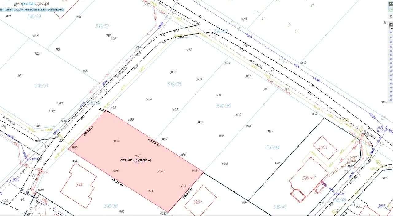 działka bud . Niewodnica Koś. , ul.Podleśna , 847 m2-1