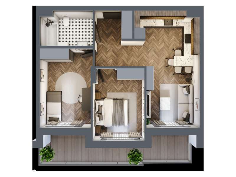 Mieszkanie, 54.97m², 3 pokoje, 5 piętro, B-KLM12-LM46, Nowe Horyzonty