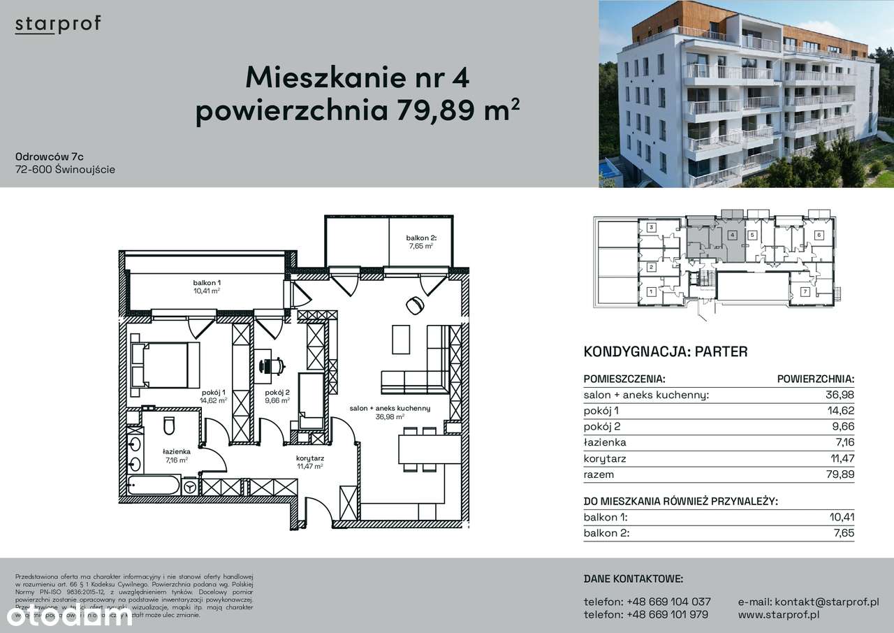 3 pokoje, 79,89m² + miejsce postojowe w hali garażowej.-5