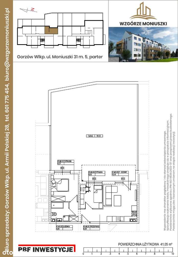 Mieszkanie 3-pokojowe z tarasem, Moniuszki 31M5 - Pełny obrazek: 2/7