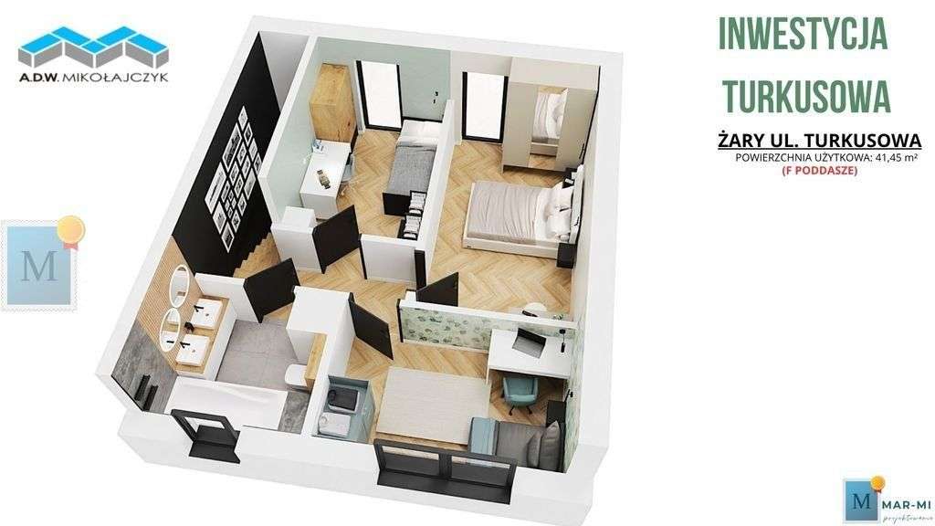 Szereg,82m2 z poddaszem,4pokoje,ogródek,Turkusowa - Pełny obrazek: 5/12